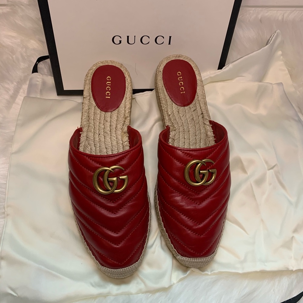 Gucci Hibiscus Red Pilar Espadrilles mules